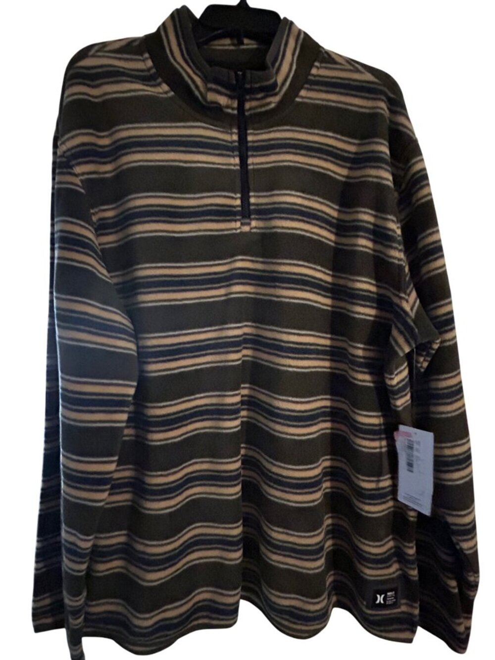 Hurley Mesa Windchill 1/4 Zip Pullover XXL Cargo Striped Long Sleeve Fleece